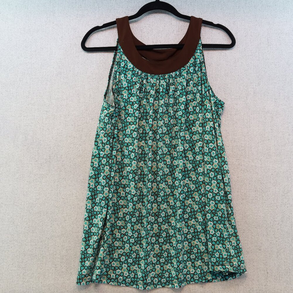 BABY by Motherhood Brown and Teal Abstract Print Sleeveless Maternity Top, Sz XL